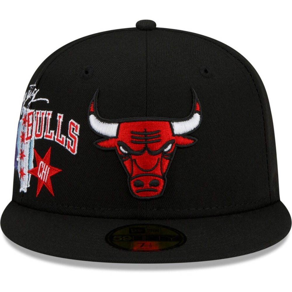 New Era Chicago Bulls City Cluster 59FIFTY Fitted Hat Black - Picture 3 of 6